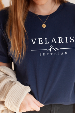 Velaris T-Shirt — ACOTAR merch by Sarah J. Maas. The Court of Dreams' city of starlight — Night Court's heart. Hand-designed in Australia, officially licensed.