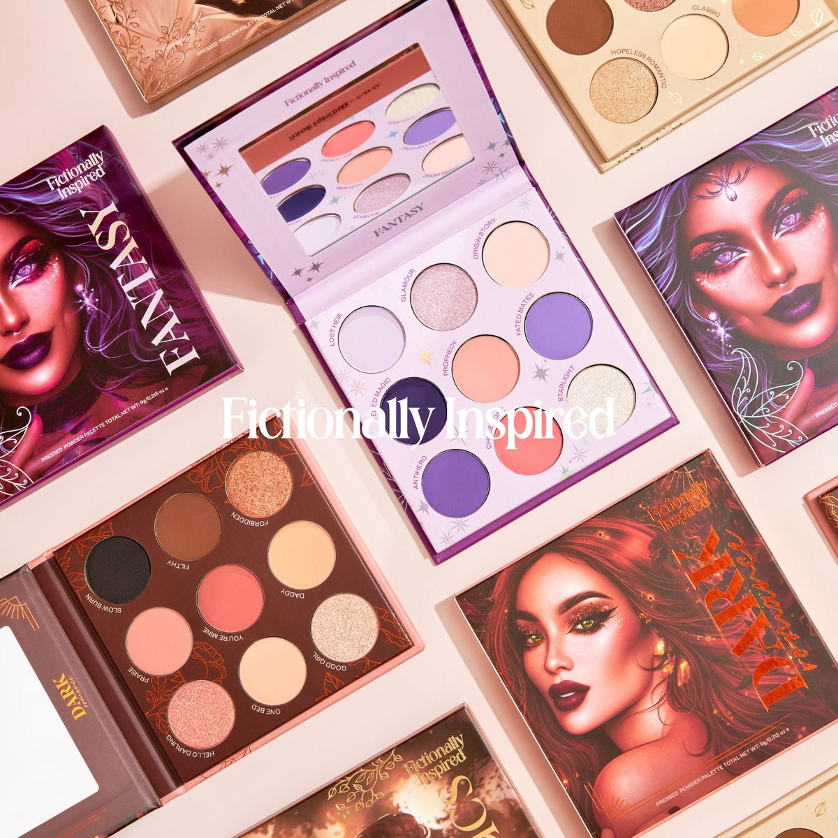 Fictionally Inspired eyeshadow palettes — Fantasy, Dark Romance and Classics