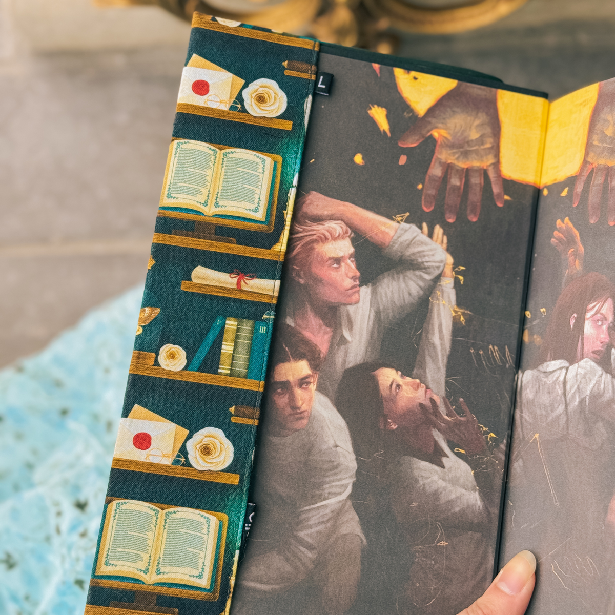 Dark Academia (Teal) fabric dust jacket