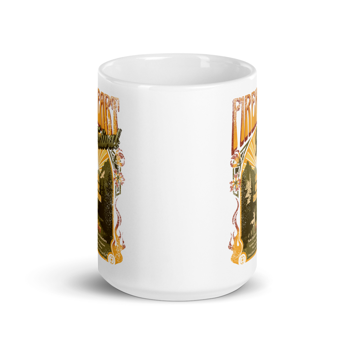 Fireheart Festival 15oz mug, front view — Throne of Glass merch inspired by Sarah J. Maas
