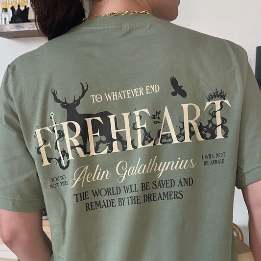 Green Fireheart t-shirt — Throne of Glass merch inspired by Sarah J. Maas