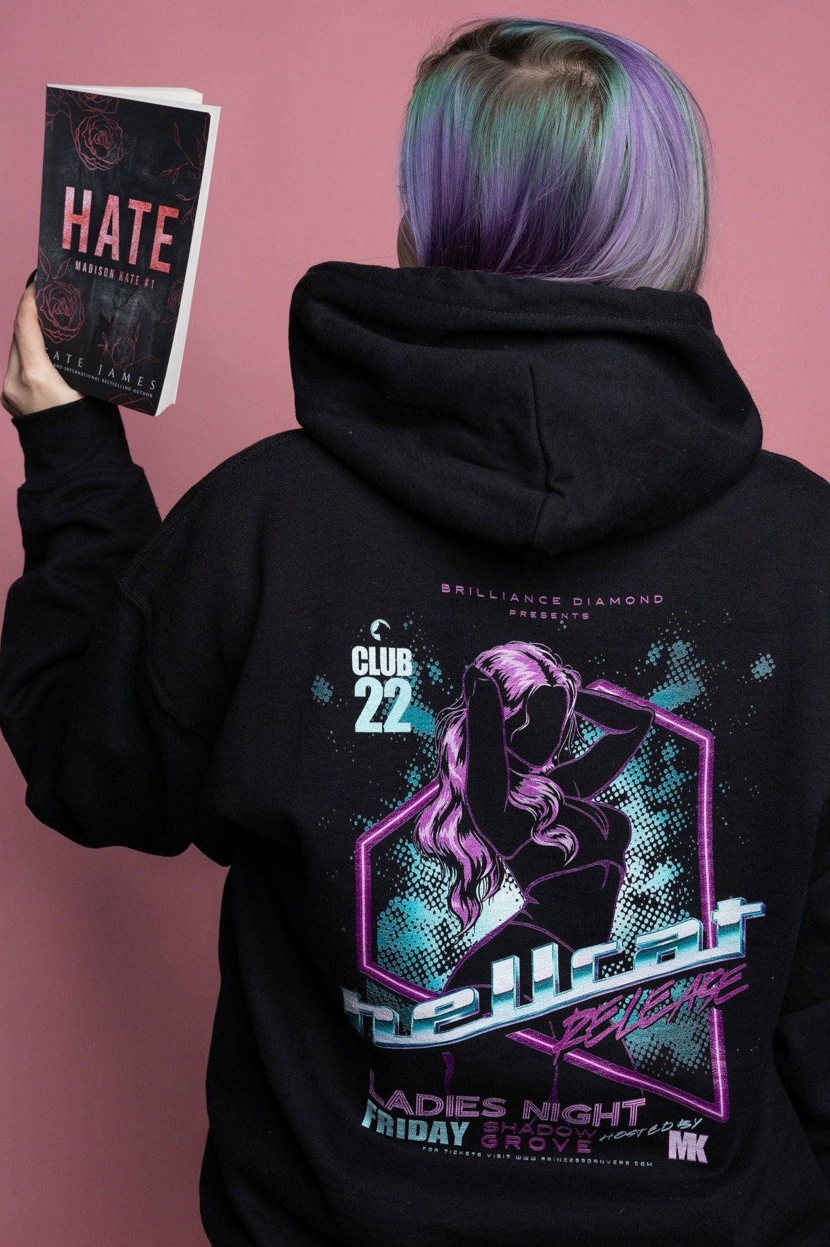 Hellcat Hoodie — Madison Kate merch by Tate James. The chaos heroine you root for. Hand-designed in Australia, officially licensed.
