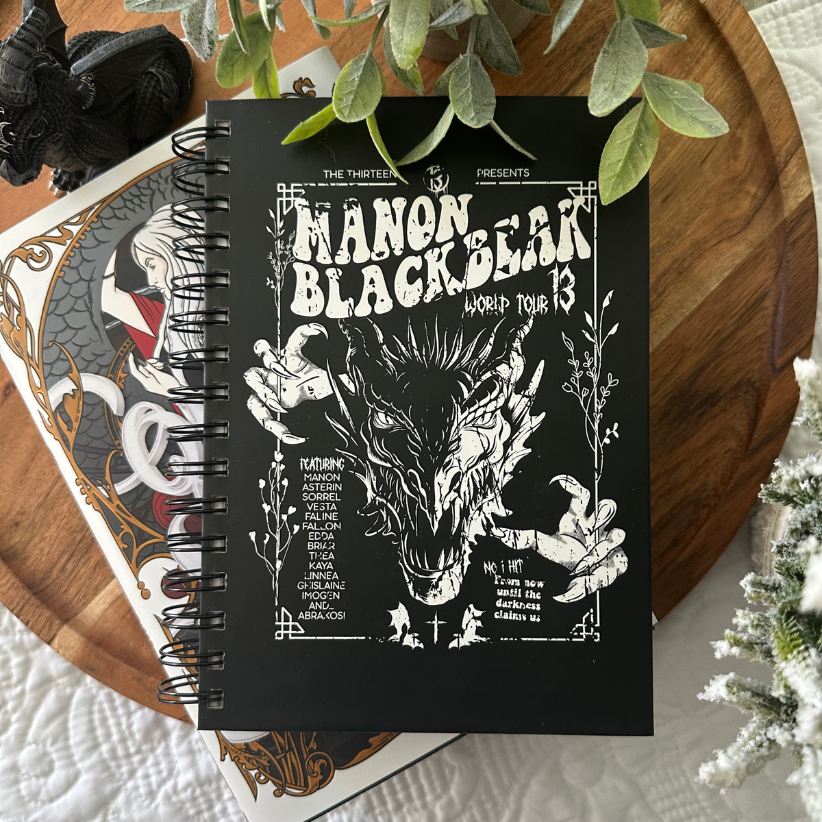 Manon Blackbeak notebook detail — Throne of Glass merch inspired by Sarah J. Maas