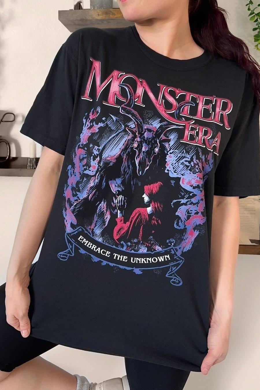 Monster Era T-Shirt — bookish merch by Caffeine and Curses. Welcome to your monster era — fangs and feelings. Hand-designed in Australia.