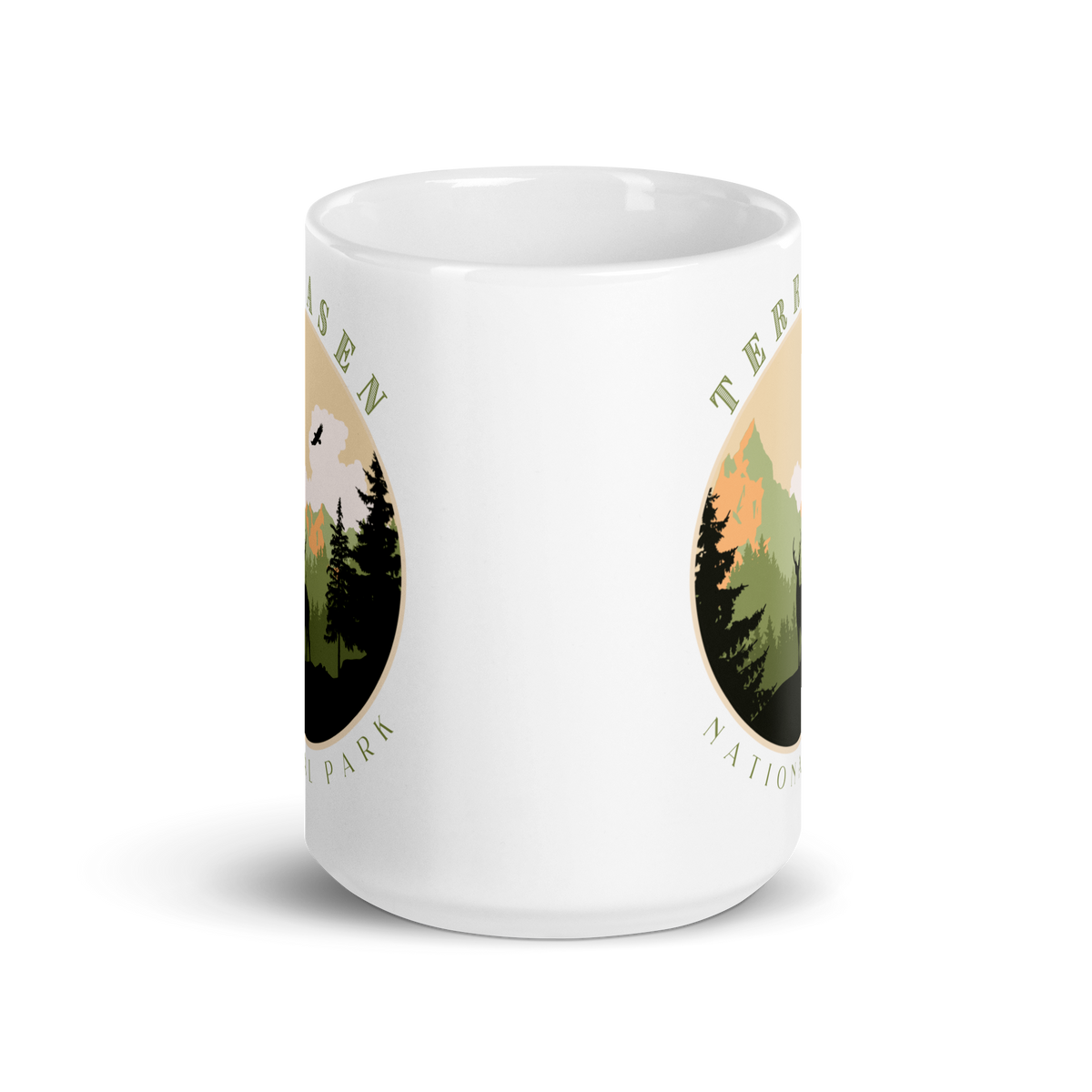 Terrasen National Park 15oz mug, front view — Throne of Glass merch inspired by Sarah J. Maas