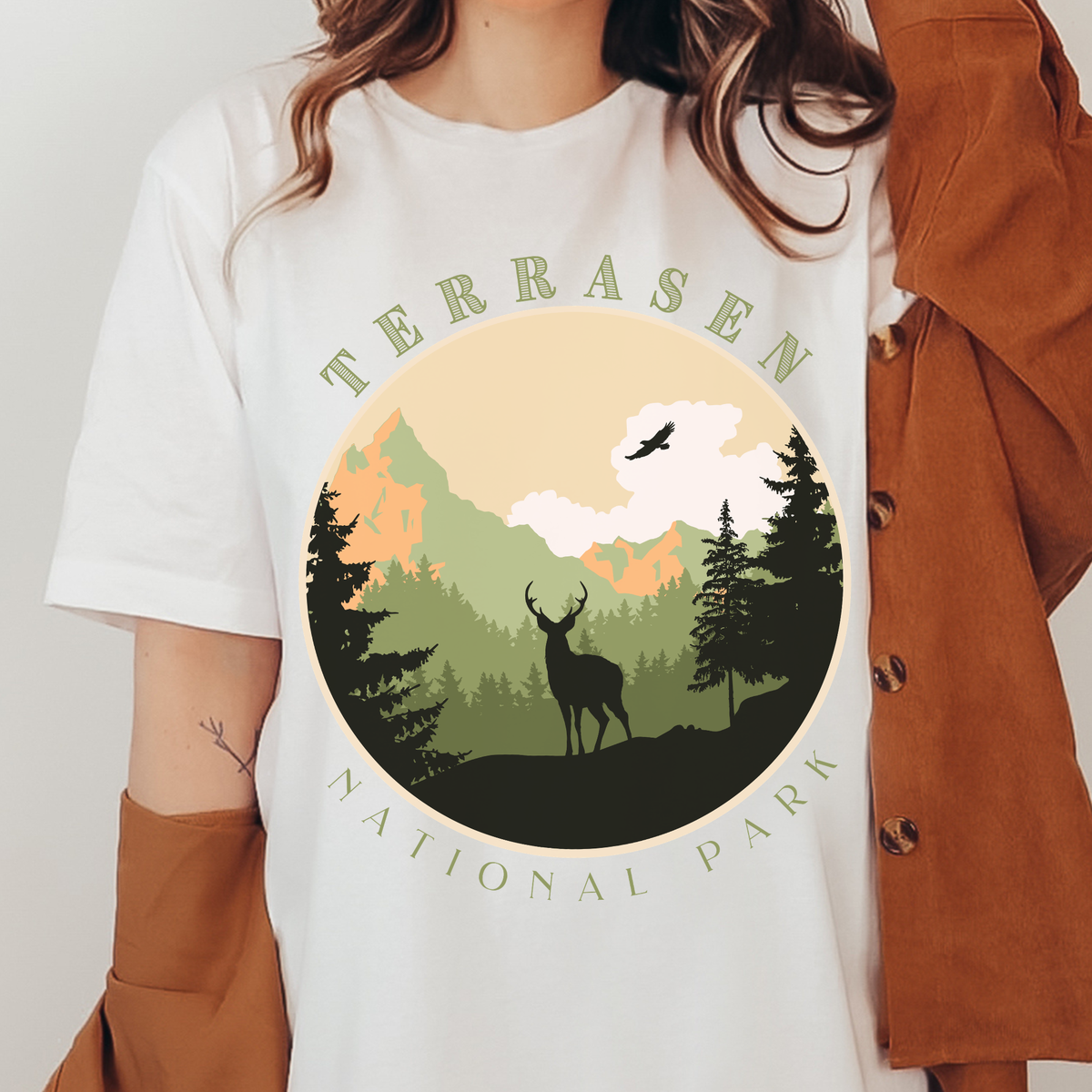 Terrasen National Park t-shirt styled — Throne of Glass merch inspired by Sarah J. Maas