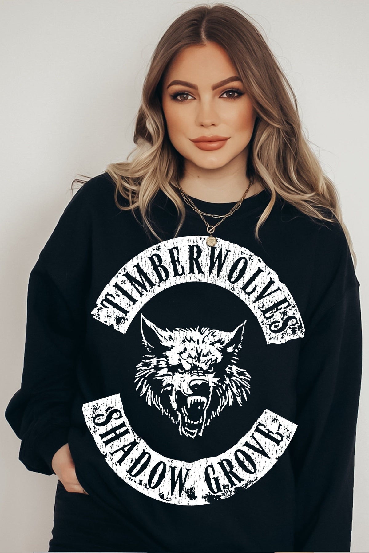 Timberwolves Sweatshirt — Hades merch by Tate James. The pack you don't cross. Hand-designed in Australia, officially licensed.